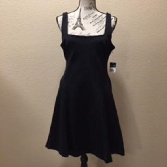 RALPH LAUREN BLACK SCUBA CUT OUT BACK A-LINE SHORT DRESS 14 - Picture 3 of 6